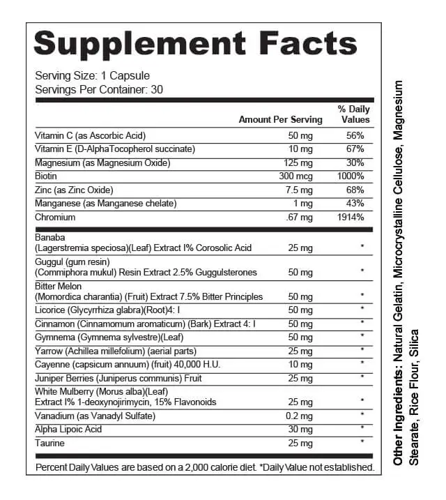 RegenVive supplement facts label